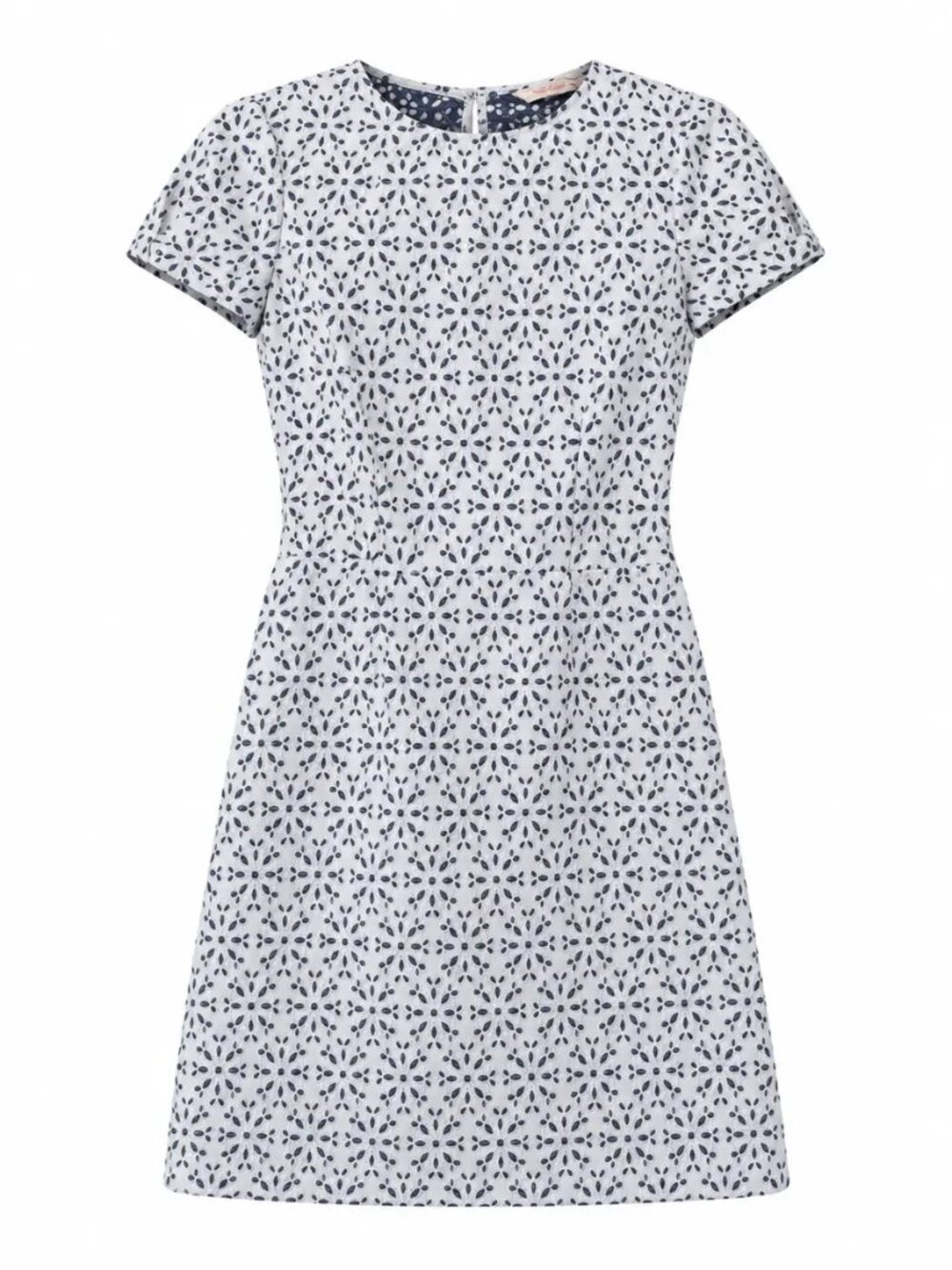 Brooks Brothers White Navy Eyelet A-Frame Shift Dress, Size 2